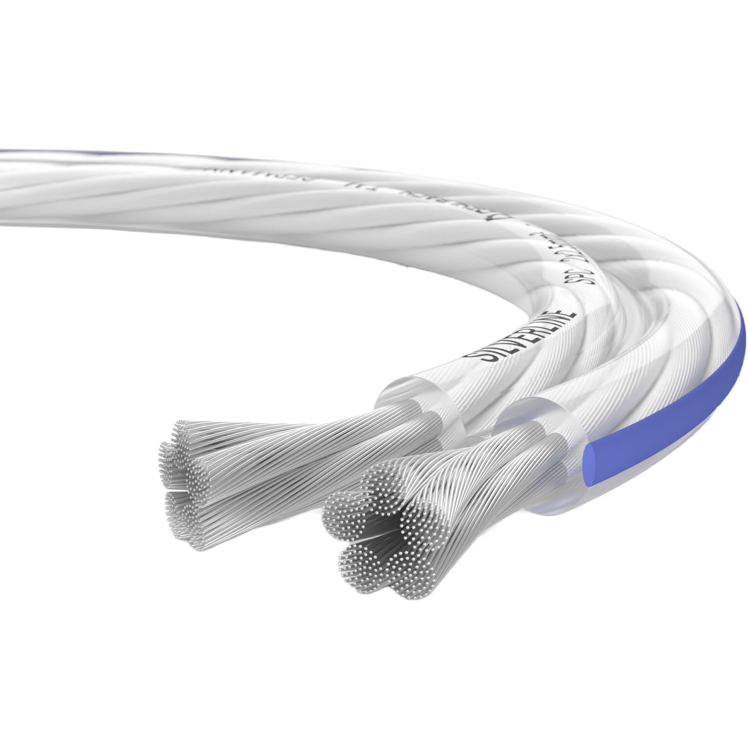Versilbertes Lautsprecherkabel silbrig links Oehlbach Logo oben links 335 Silverline SP-25 hb schwarzer Hintergrund