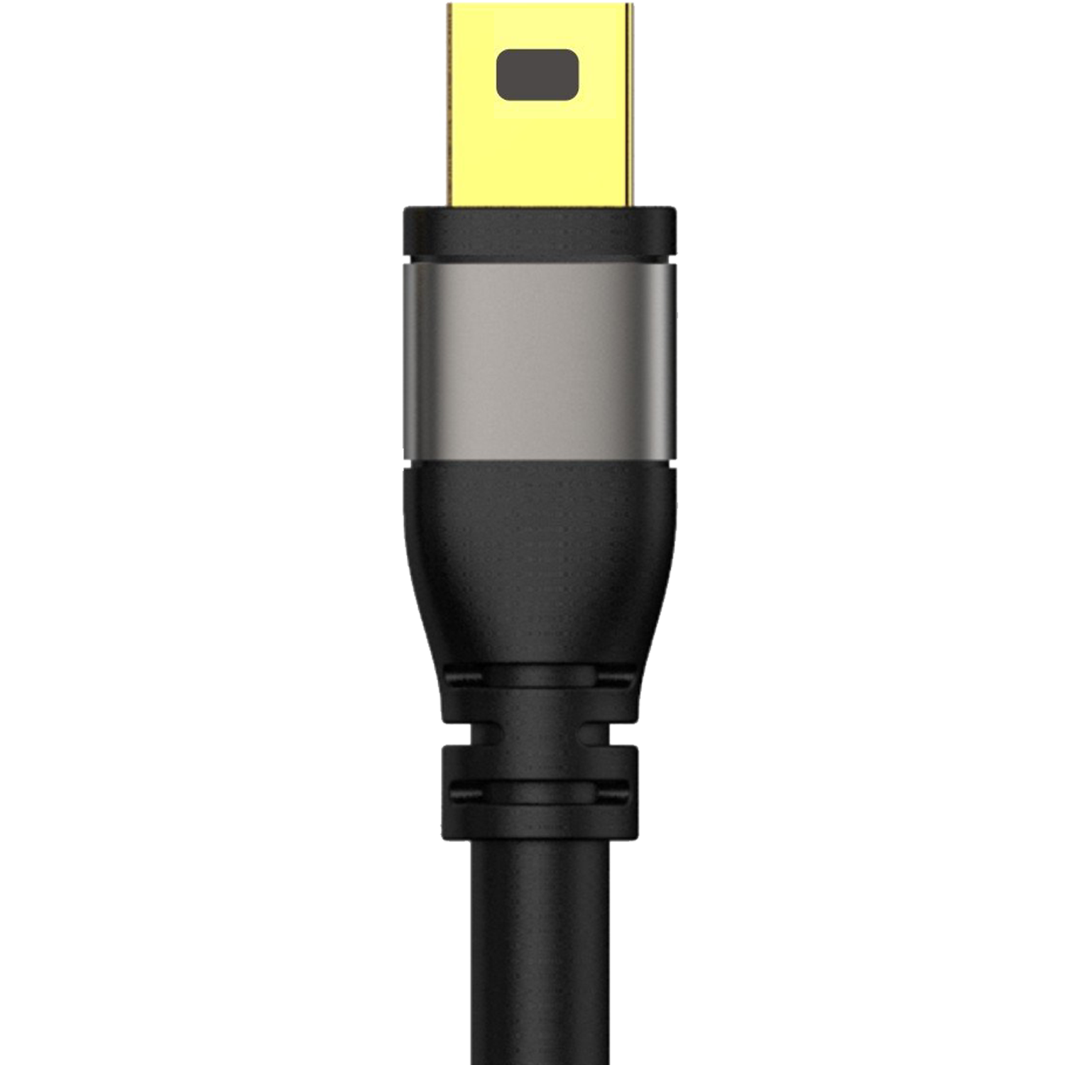 Displayportkabel DP-Mini in Schwarz mit goldenen Steckern auf grauem Hintergrund - Oehlbach-Logo oben links