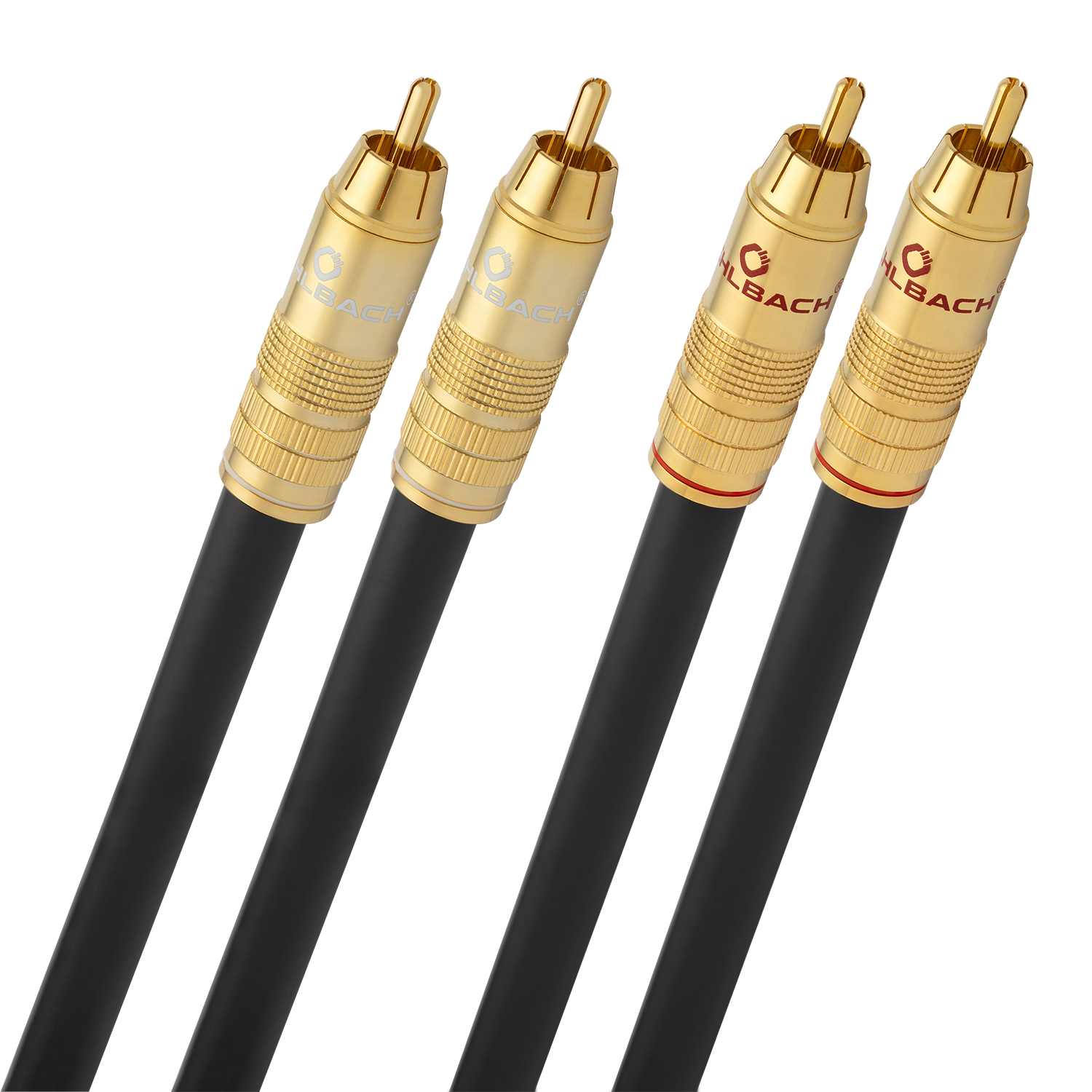 Audio-Cinchkabel mit schwarzem und rotem Stecker Logo