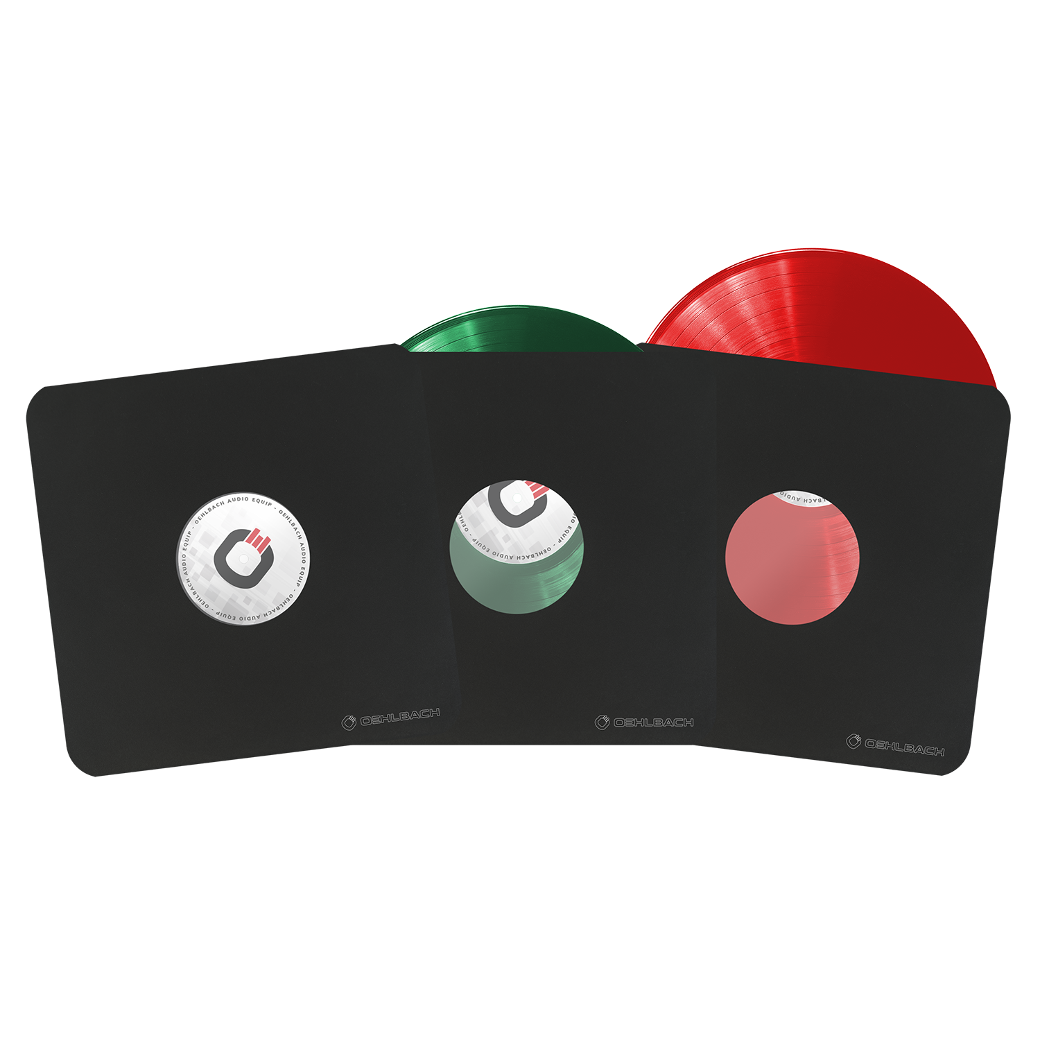 Vinyl Protect Schallplatten Innenhüllen Schallplatten Innenhüllen Oehlbach 50 Stück weiße Hüllen Vinyl Protect in transparenter Verpackung schwarzer Hintergrund