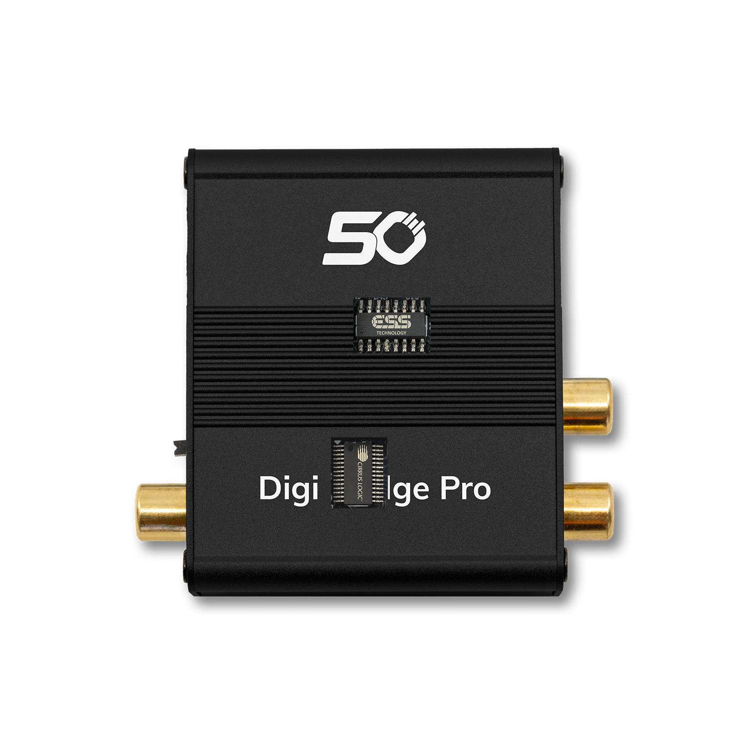 Digi Bridge Pro Digital-Analog-Wandler Digital-Analog-Wandler Oehlbach vorne zwei runde Steckerbuchsen hinten zwei USB-Ports schwarzes Gehäuse