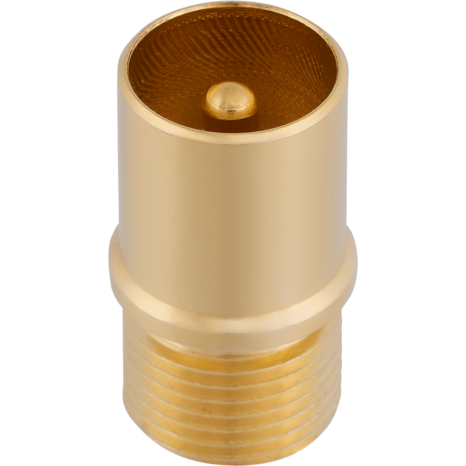 Zwei goldene Antennenstecker Oehlbach nebeneinander auf weißem Hintergrund