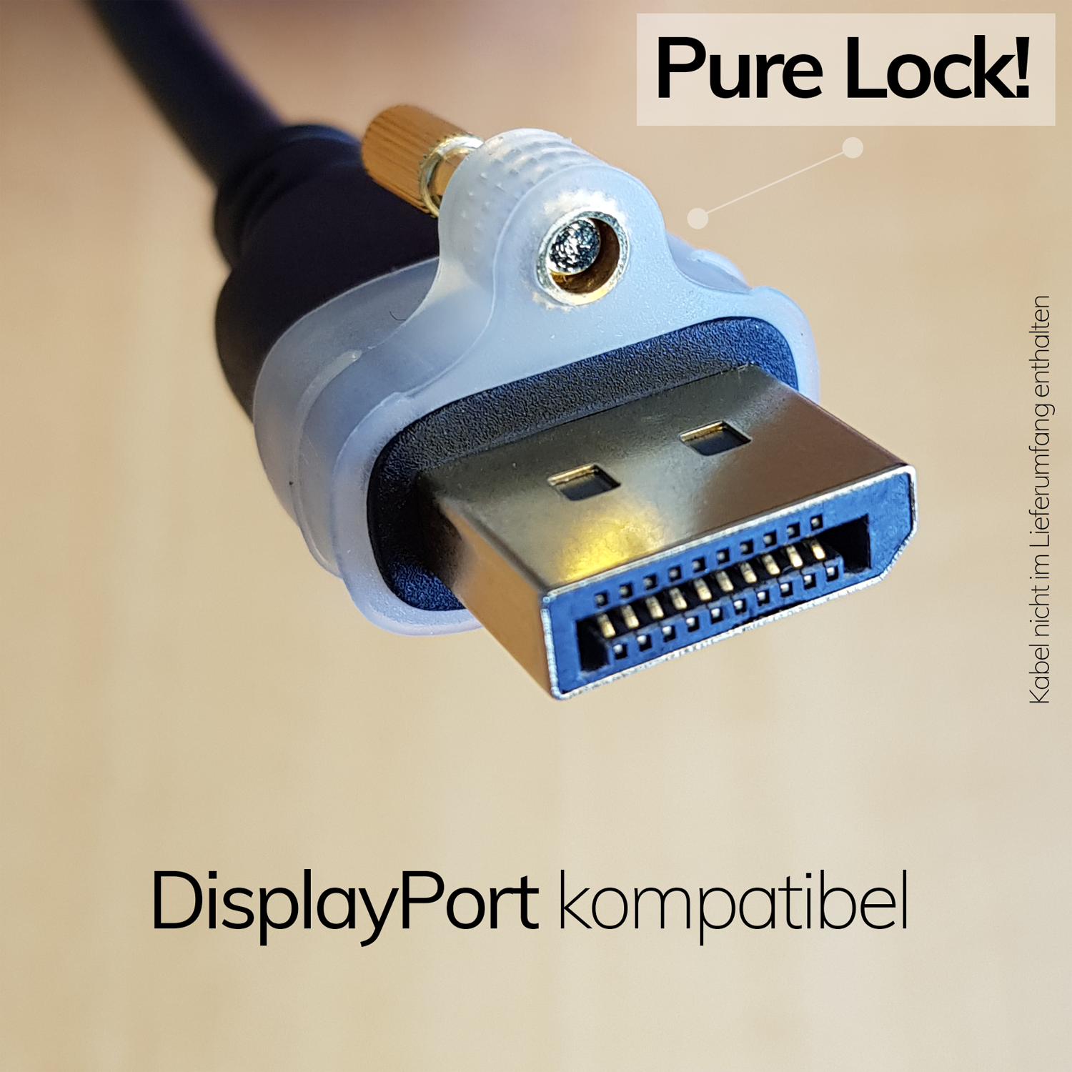 Pure Lock! Kunststoffkappen zur Verriegelung von HDMI-Steckern