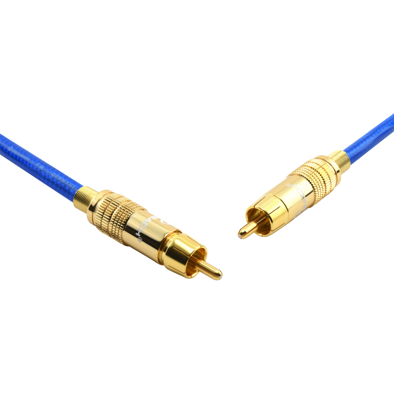 Digitales Audio-Cinchkabel Oehlbach schwarze Umhüllung goldene Stecker mit Aufschrift Oehlbach auf dem Stecker