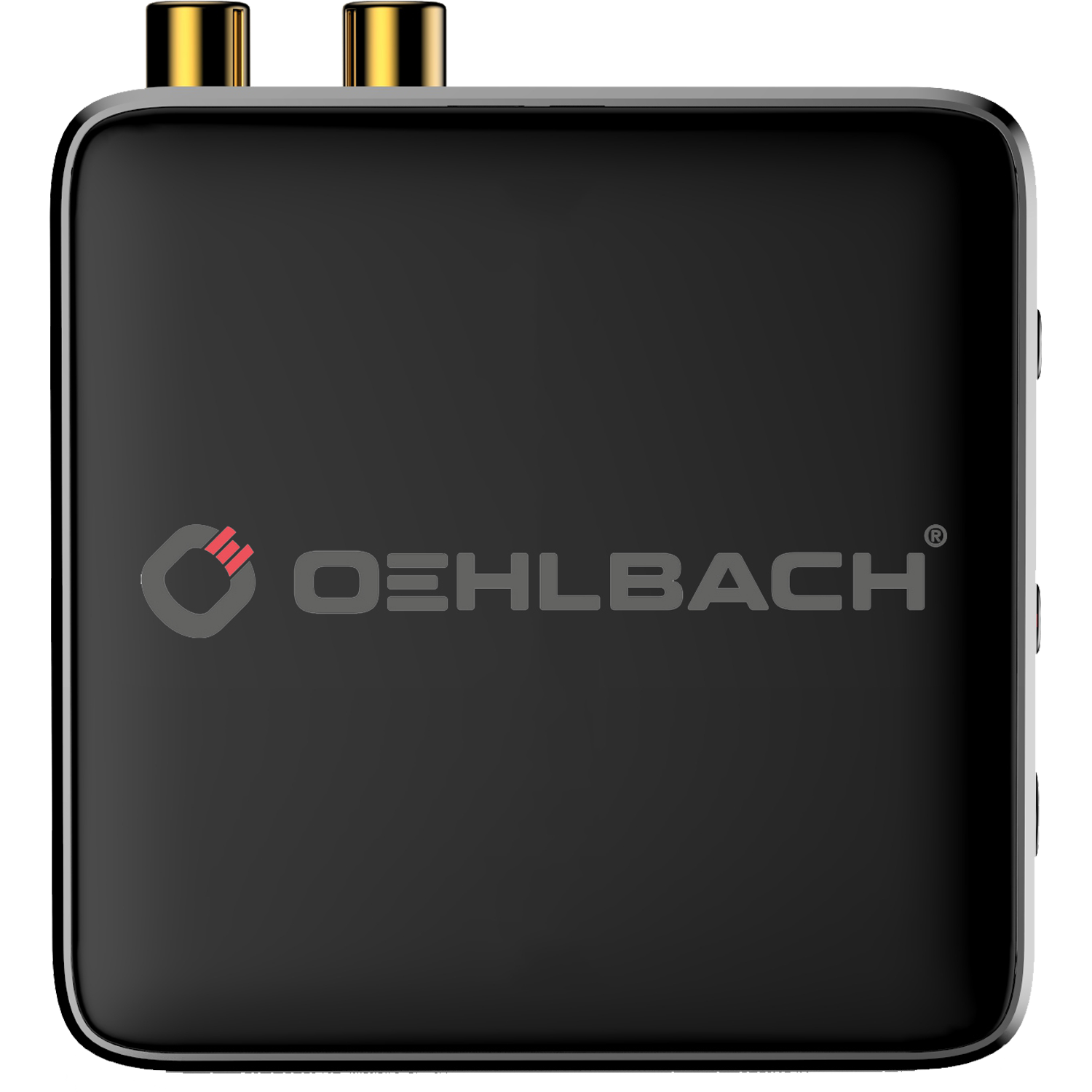 BTR Evolution 5.1 Herausragender Bluetooth Transmitter - Receiver Schwarzer Bluetooth Transmitter Receiver mit Oehlbach Logo und LED-Anzeige auf glattem Gehäuse mit runden Ecken