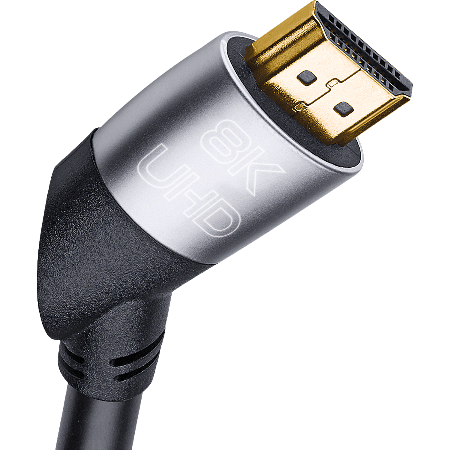 8K Ultra High-Speed HDMI Kabel schwarz mit goldenen Anschlüssen auf weißem Hintergrund Aufschrift Oehlbach oben links