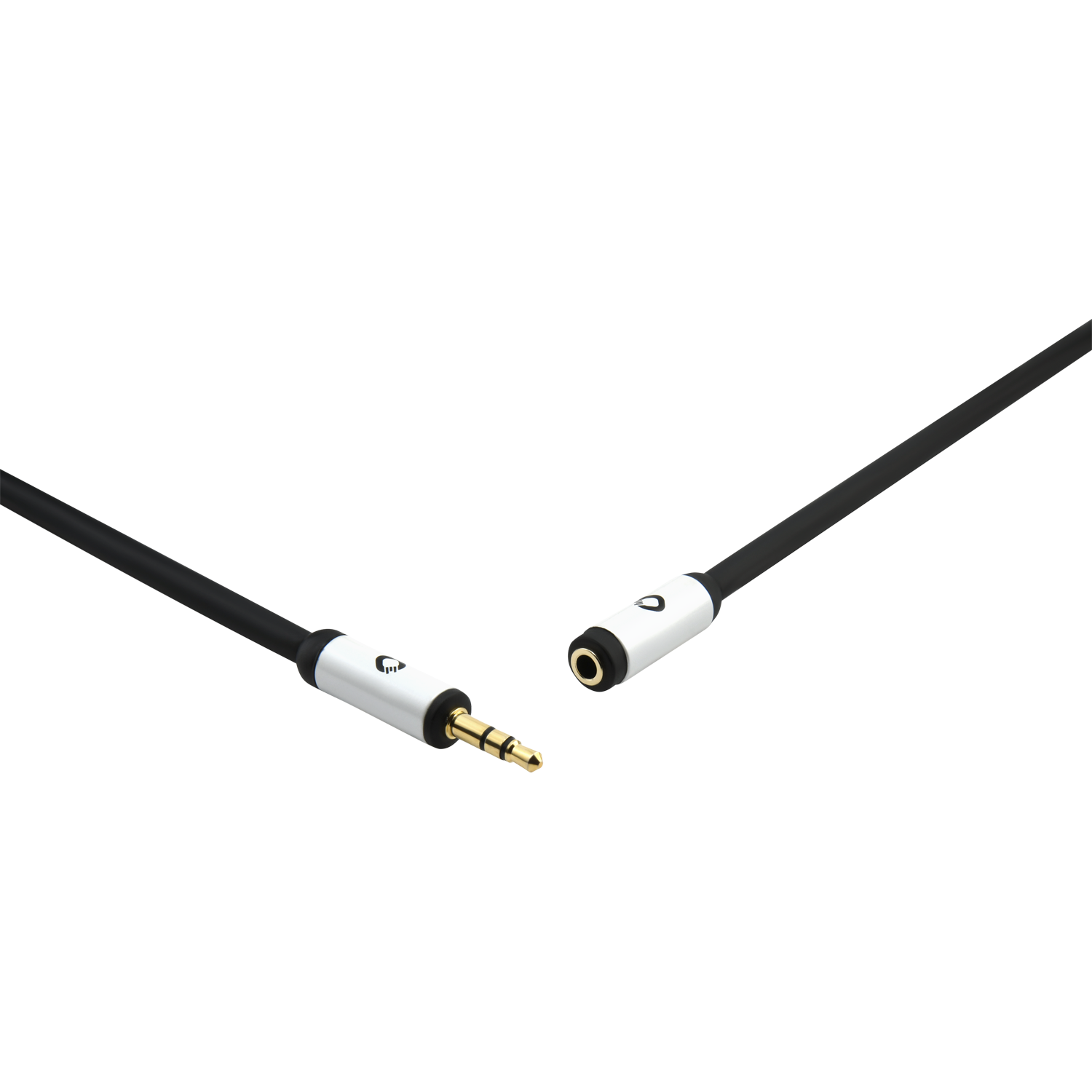 Audiokabel Oehlbach mit 3.5 mm Klinkenstecker und schwarzer Ummantelung vor weißem Hintergrund