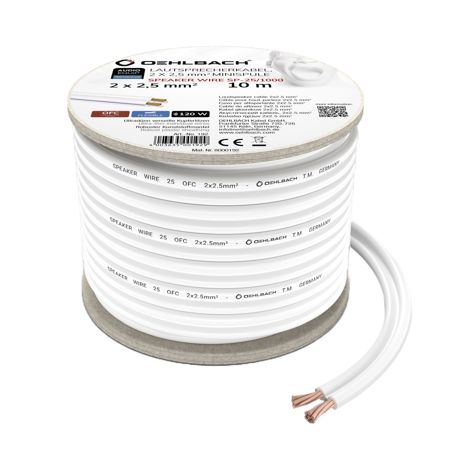 Speaker Wire SP-25 Lautsprecherkabel Lautsprecherkabel Oehlbach schwarz rot spiralförmig aufgewickelt Bildtyp Produktfoto