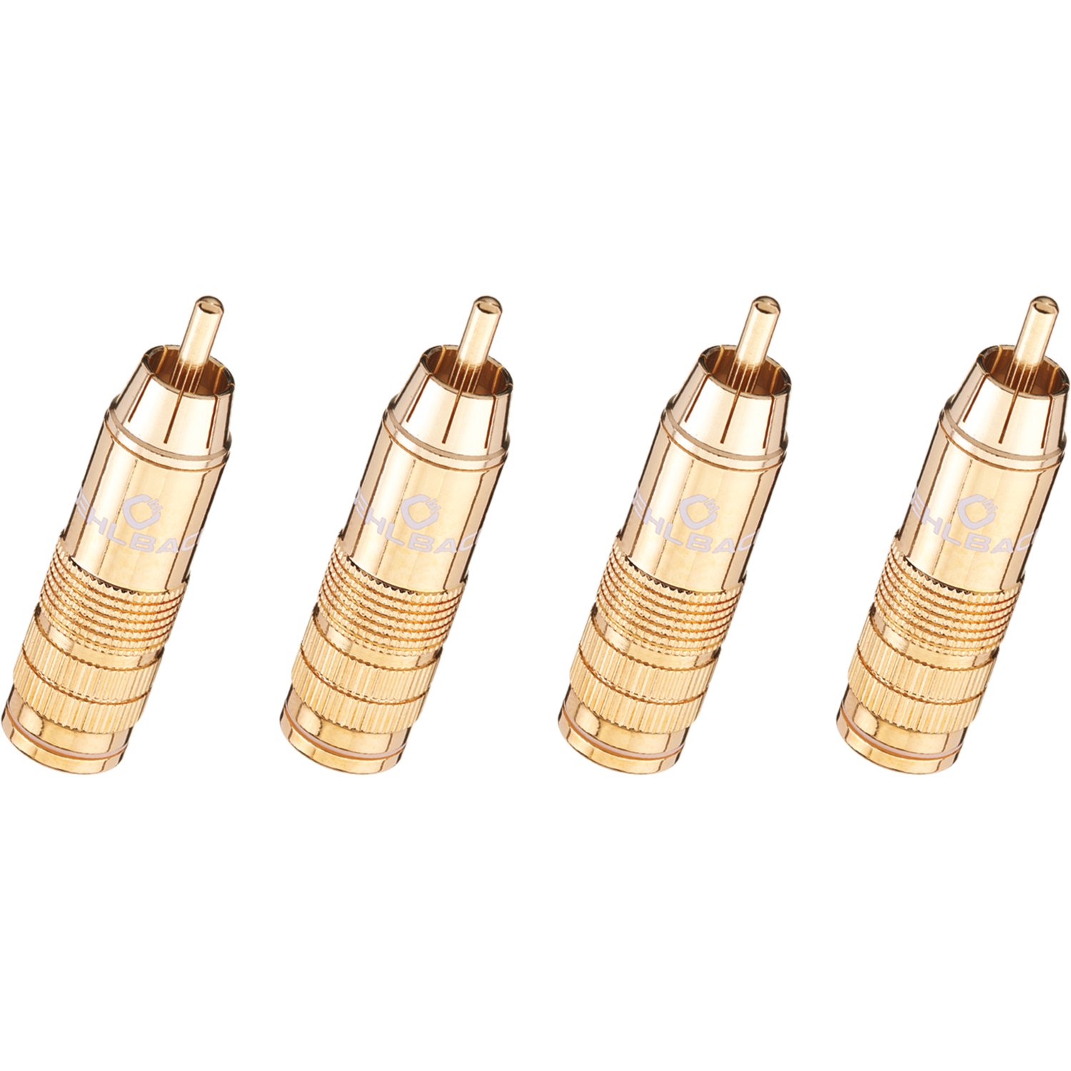 Cinch Stecker Oehlbach gold schwarz mit Oehlbach Logo und Text 4126 CJG 66 hb auf schwarzem Hintergrund
