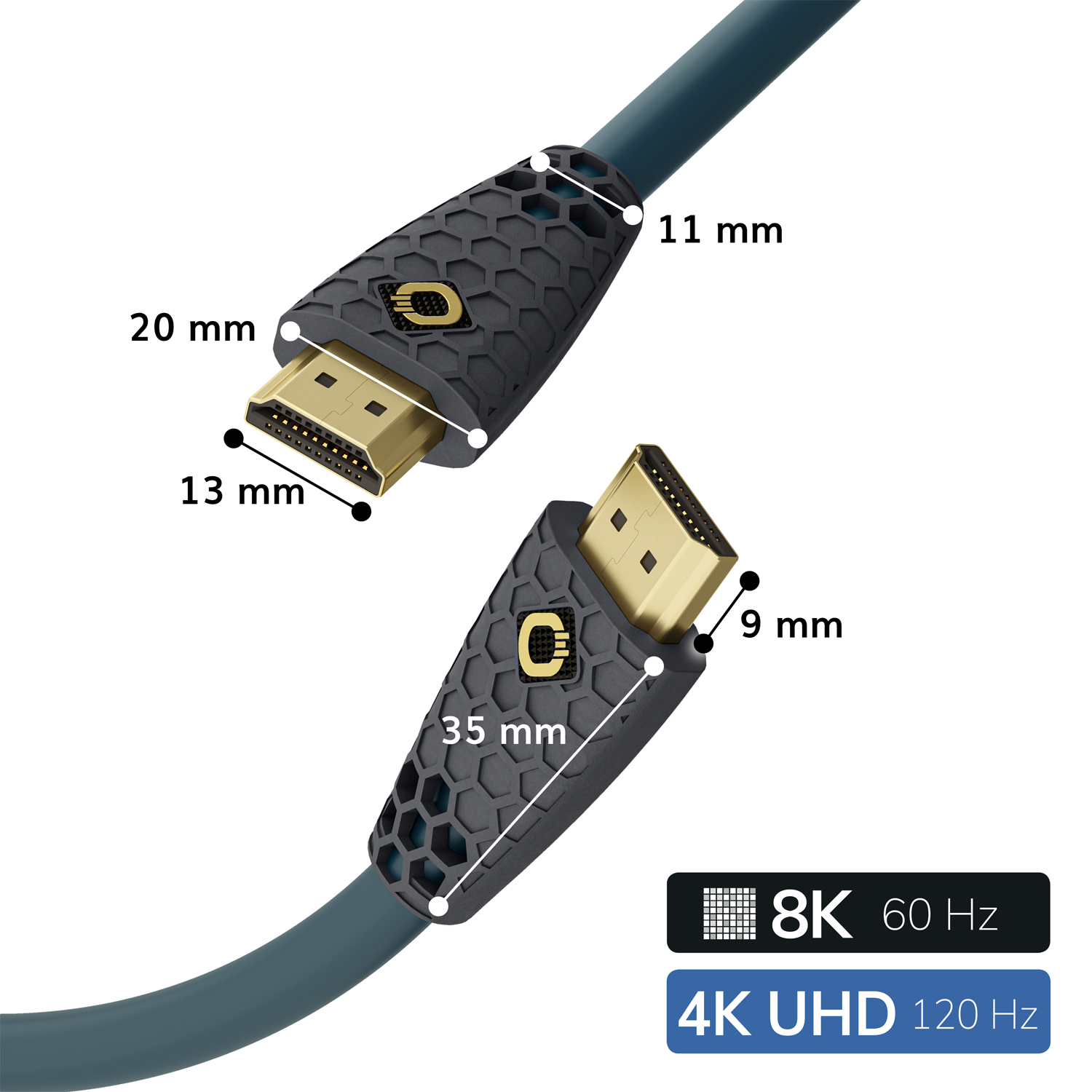 8K Ultra High-Speed HDMI Kabel Oehlbach schwarz goldener Stecker HDMI-Kabel mit Aufschrift Ultra High Speed auf Stecker
