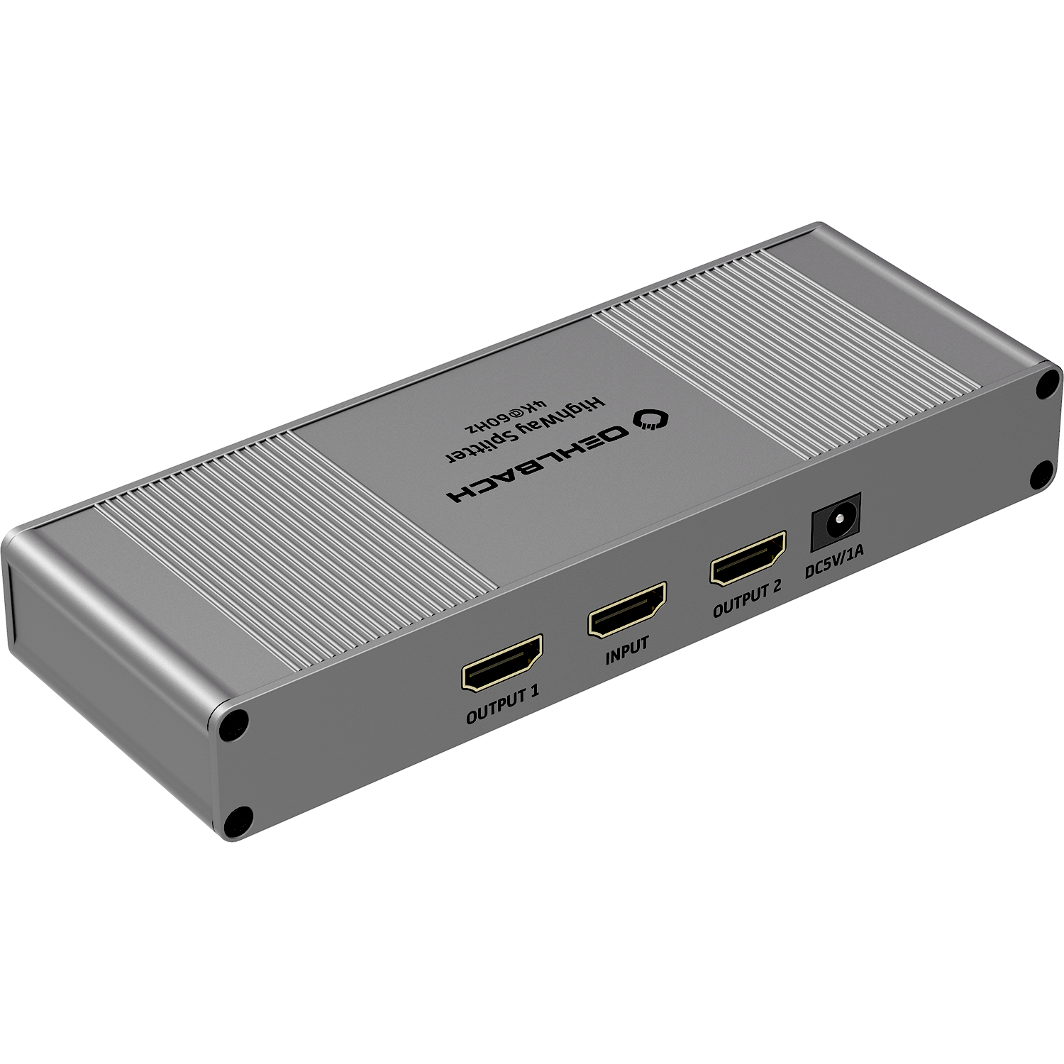 4K Signal-Verteiler für HDMI Oehlbach schwarzes Gerät mit mehreren HDMI-Anschlüssen und LED-Anzeigen auf der Vorderseite