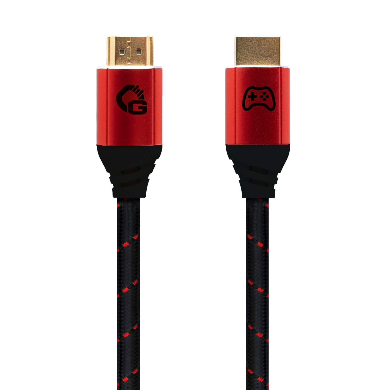 HDMI-Kabel mit Aufschrift Ultra High Speed Oehlbach Produktbild auf grauem Hintergrund mit rotem Kabel und goldenen Steckern