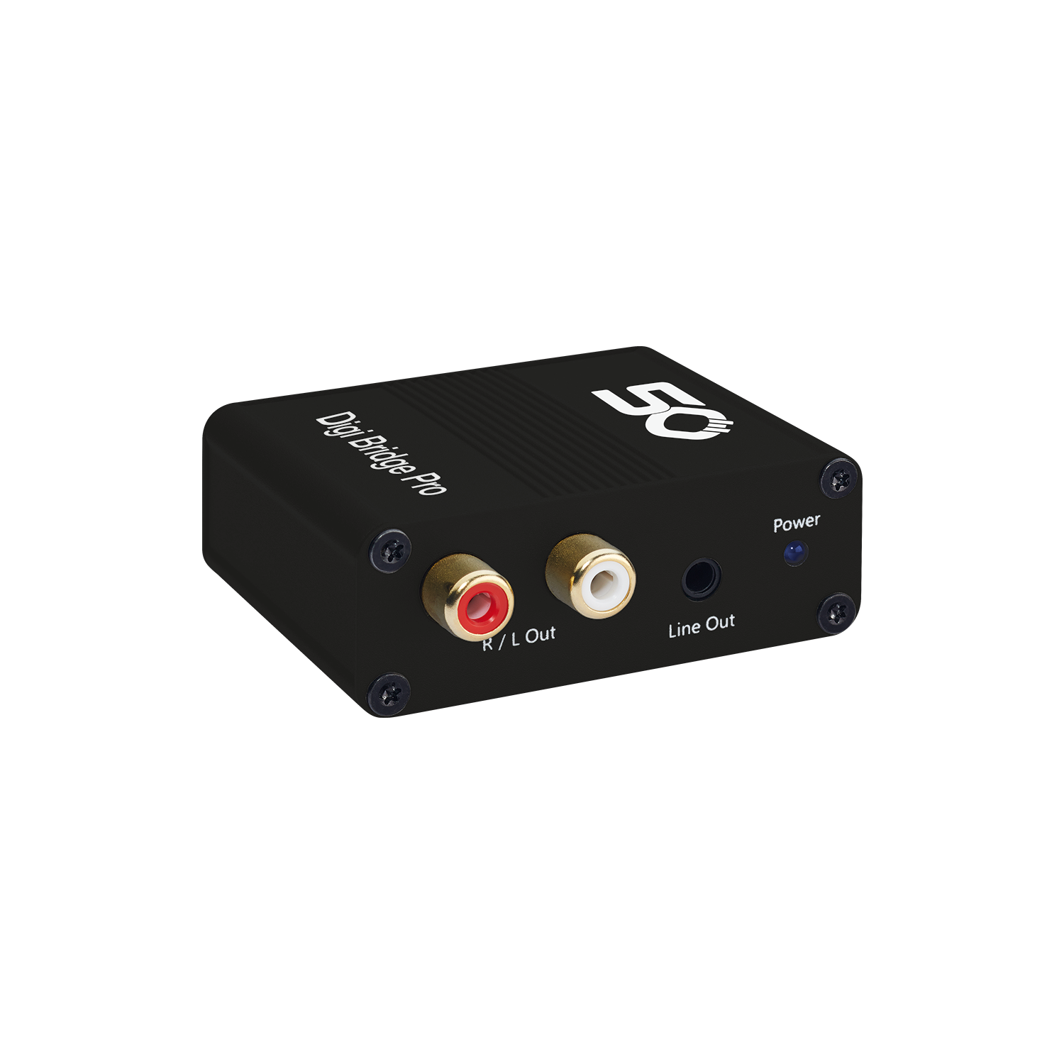 Digi Bridge Pro Digital-Analog-Wandler Digital-Analog-Wandler Oehlbach schwarz mit blauer LED-Anzeige - Eingänge links - Ausgänge rechts - Schriftzug Oehlbach oben