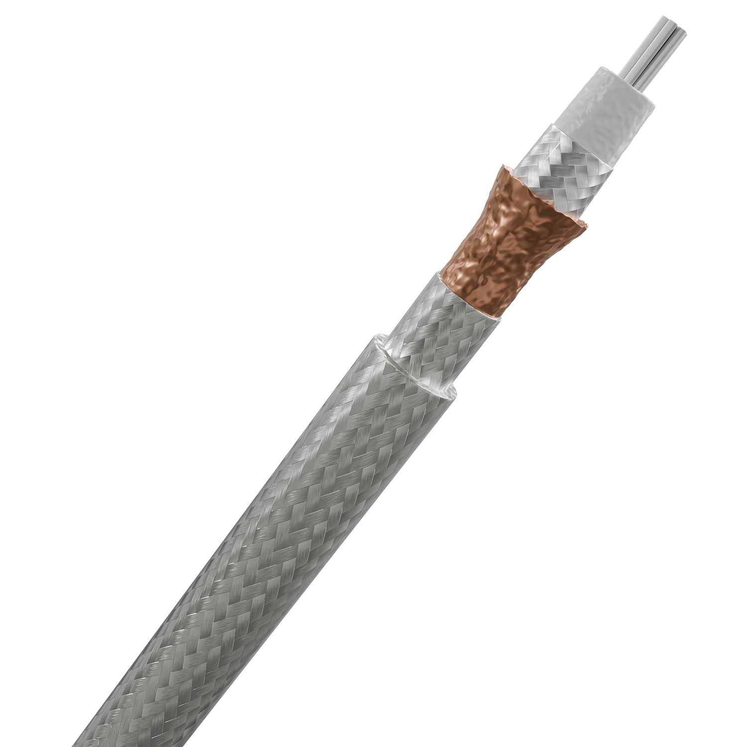 SilverShield Flex Digitales Audio-Cinchkabel Digitales Audio-Cinchkabel Oehlbach mit schwarz-silbernem Gewebe und goldfarbenen Steckern auf weißem Hintergrund