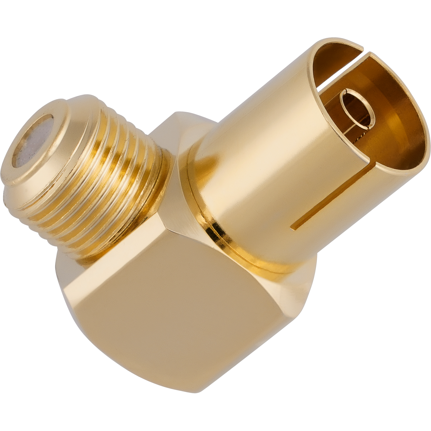 Transmission Shift Hochwertige Antennenstecker Antennenstecker Oehlbach silberfarben mit schwarzem Einsatz zwei Stecker nebeneinander auf weißem Hintergrund