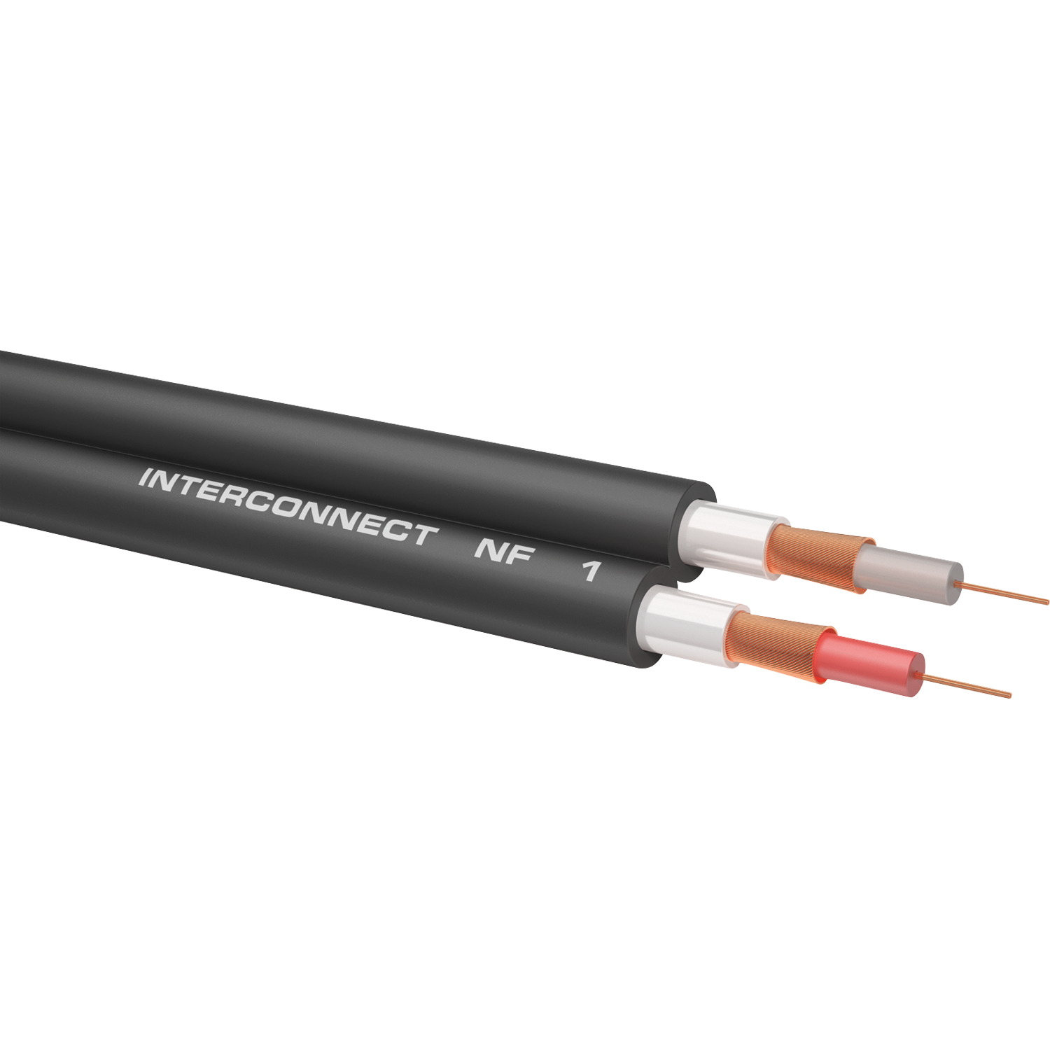 NF Audio-Cinchkabel Oehlbach goldene Stecker schwarzes Kabel rote und weiße Markierungen auf Stecker schwarze Hülle