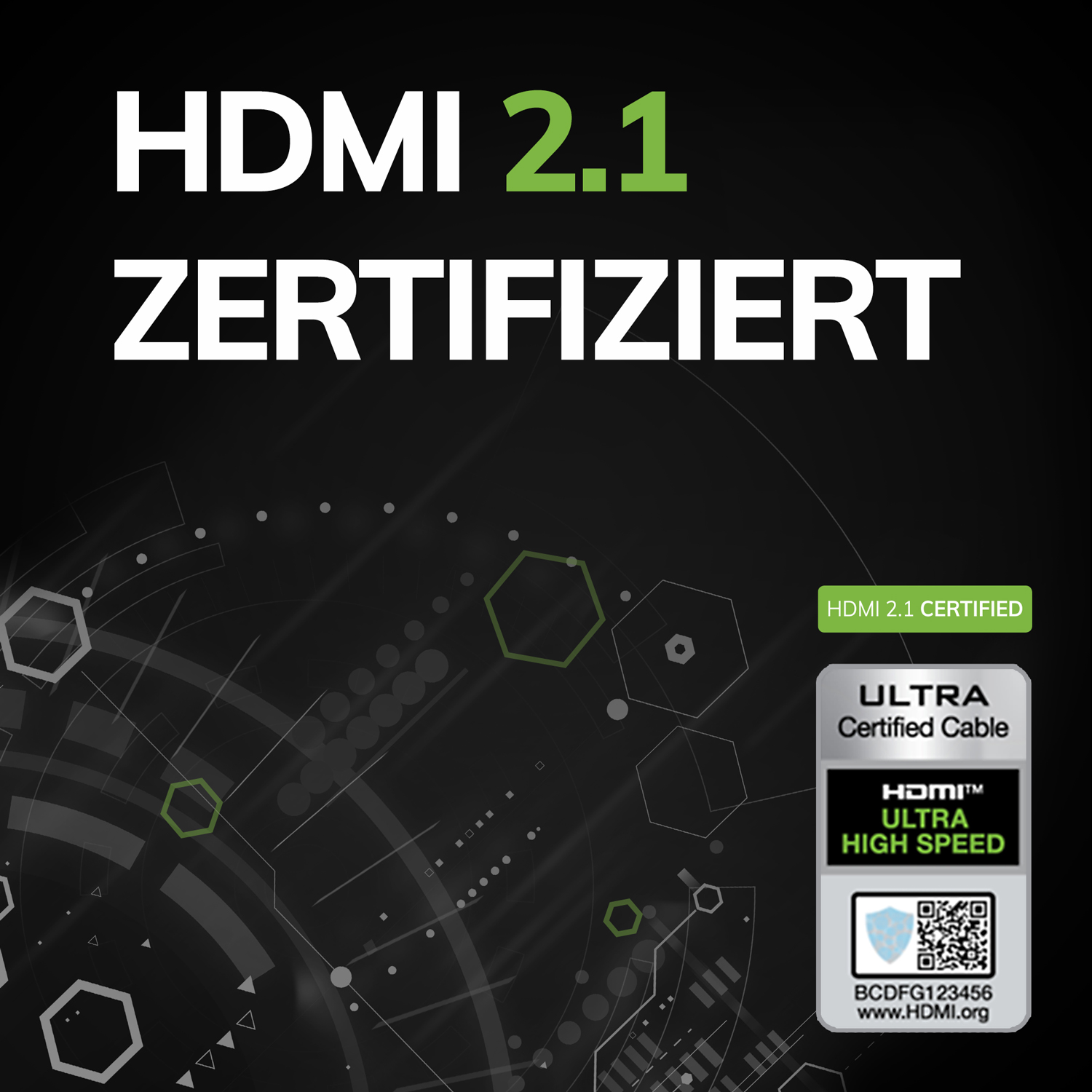 8K Ultra High-Speed HDMI Kabel mit schwarzem Stecker und goldfarbenen Kontakten auf weißem Hintergrund
