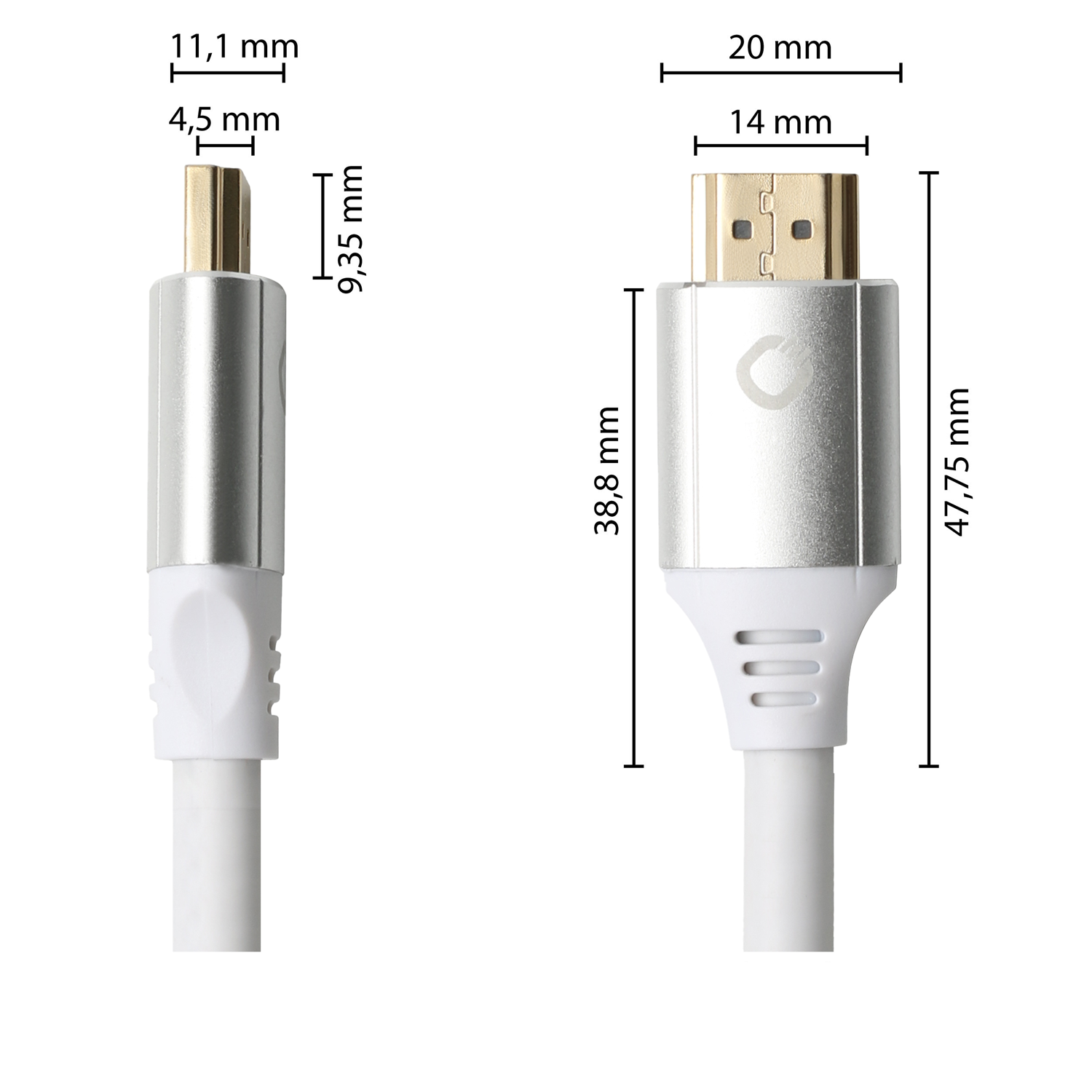 Ultra High-Speed HDMI Kabel Oehlbach schwarz mit goldenen Anschlüssen auf weißem Hintergrund zwei Kabel nebeneinander