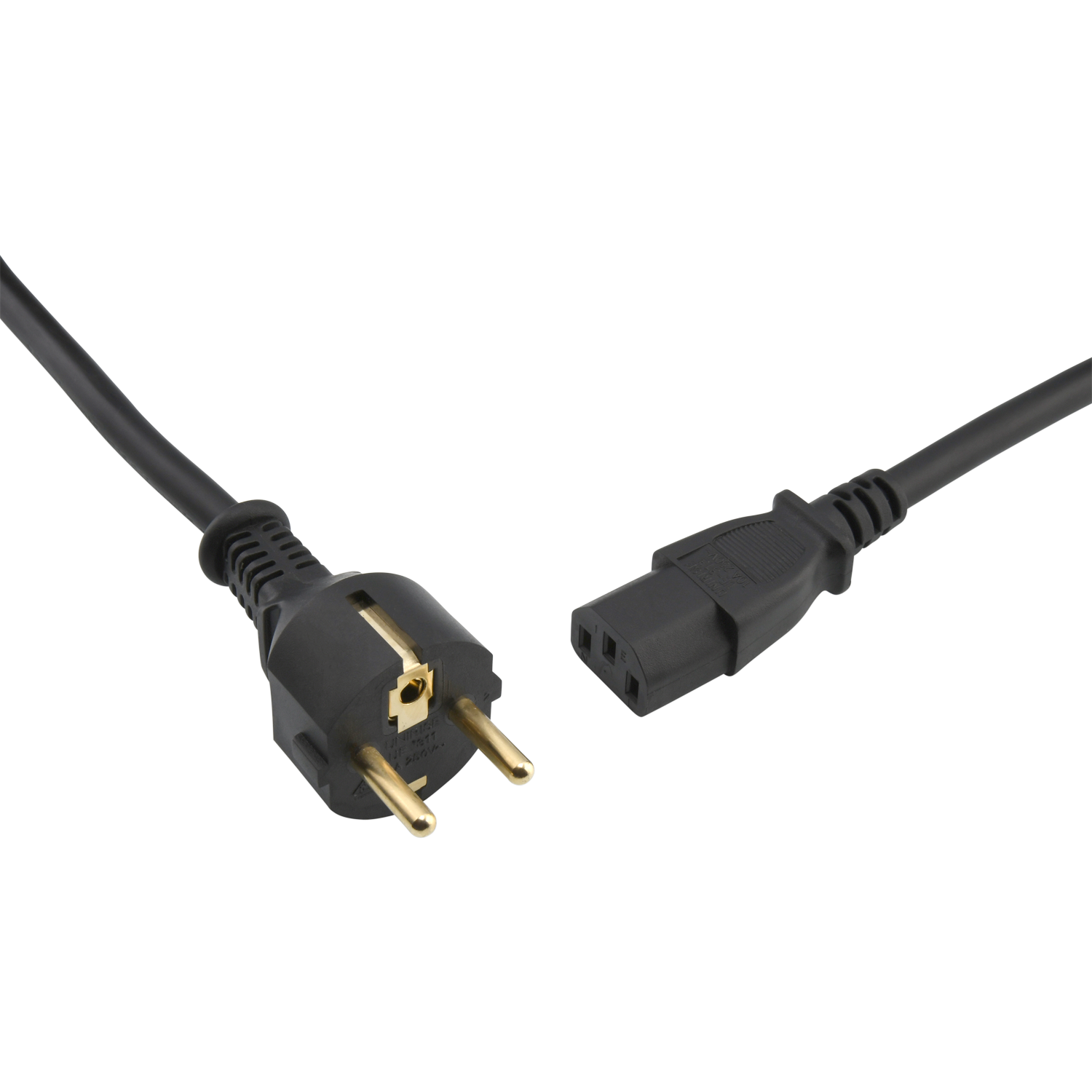 Powercord C13 Stromanschlusskabel Stromanschlusskabel C13 schwarz mit Oehlbach-Logo links oben spiralförmig aufgerollt vor weißem Hintergrund